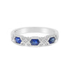 Brevani 14K White Gold Hexagon Sapphire & Diamond Millgrain Ring