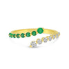 Brevani 14K Yellow Gold Graduated Emerald and Diamond Precious Bypass Ring