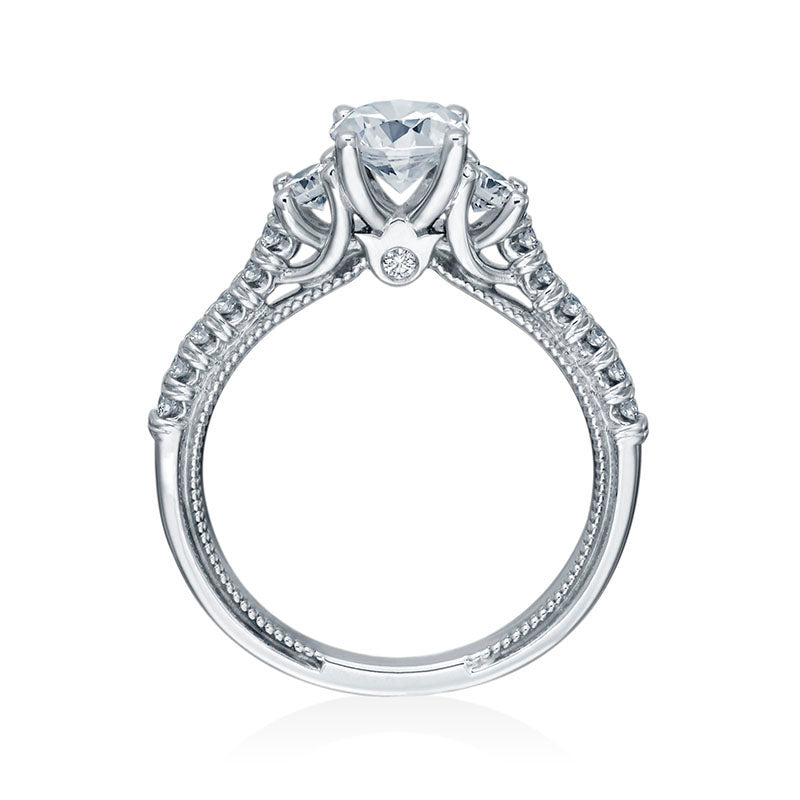 Verragio 14k White Gold Renaissance 3 Stone Engagement Rings