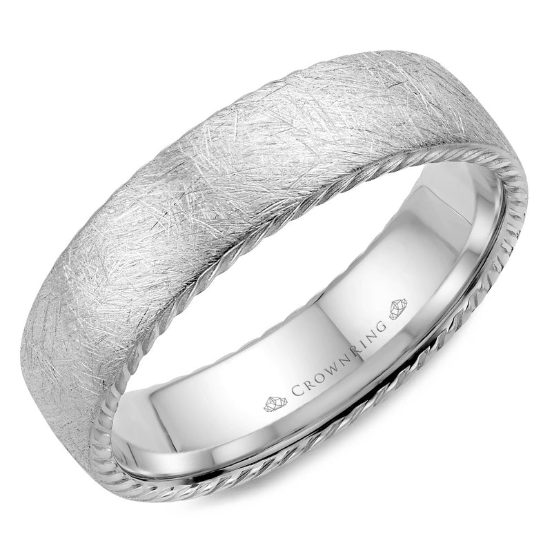 Crownring Wedding Band Platinum Carved 6.00mm