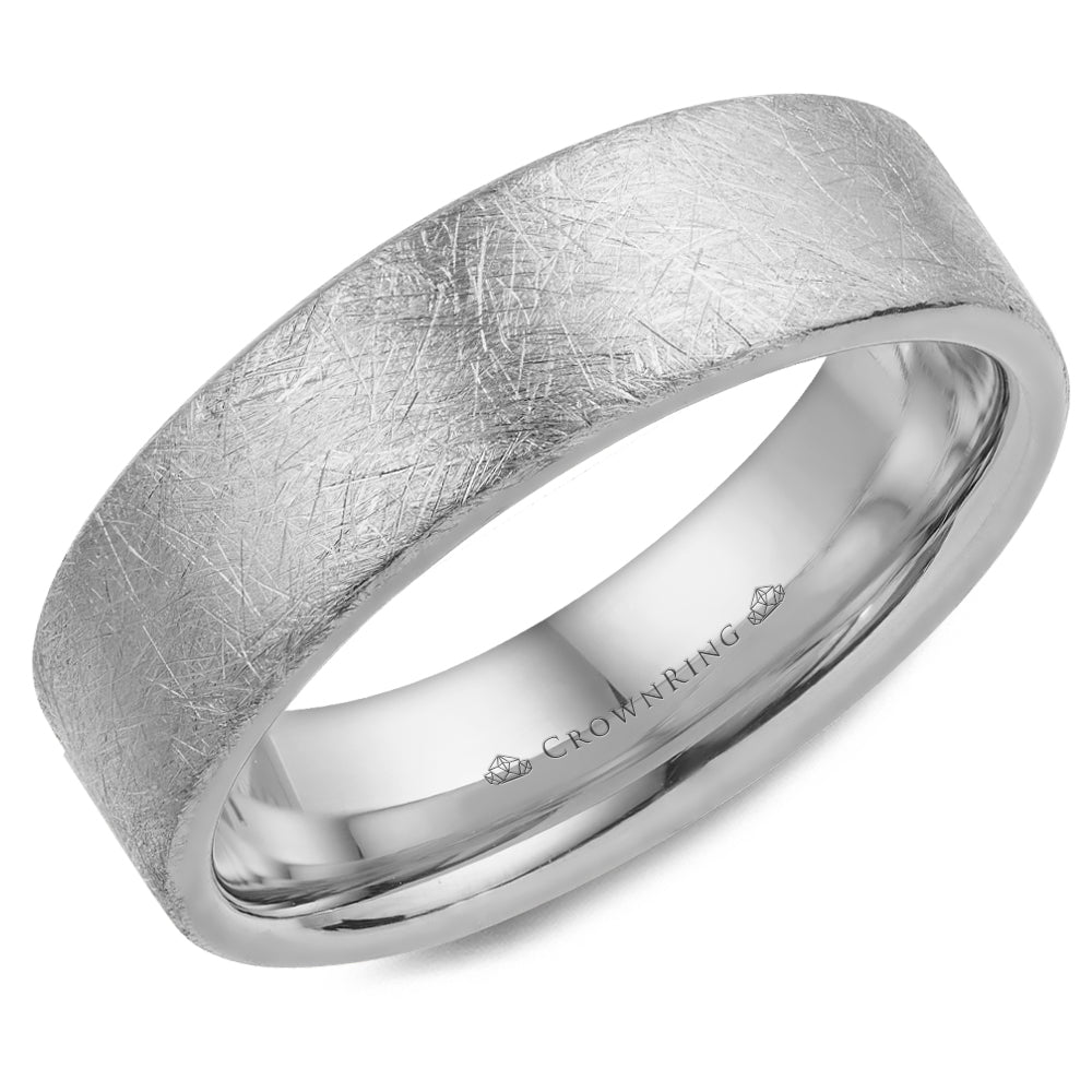 Crownring Wedding Band White Gold Classic 6.00mm