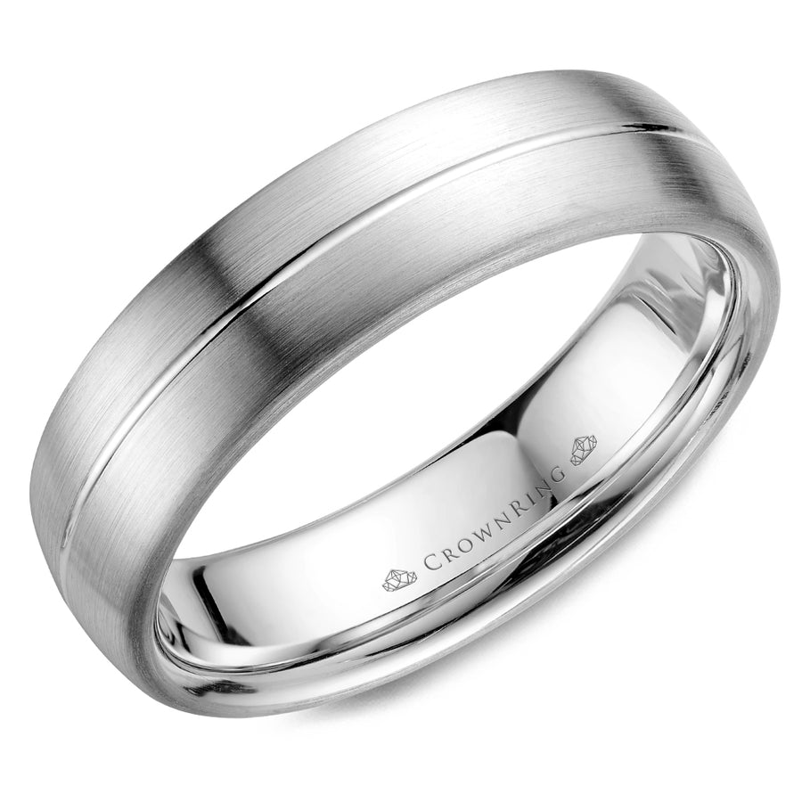 Crownring Wedding Band White Gold Classic 6.00mm