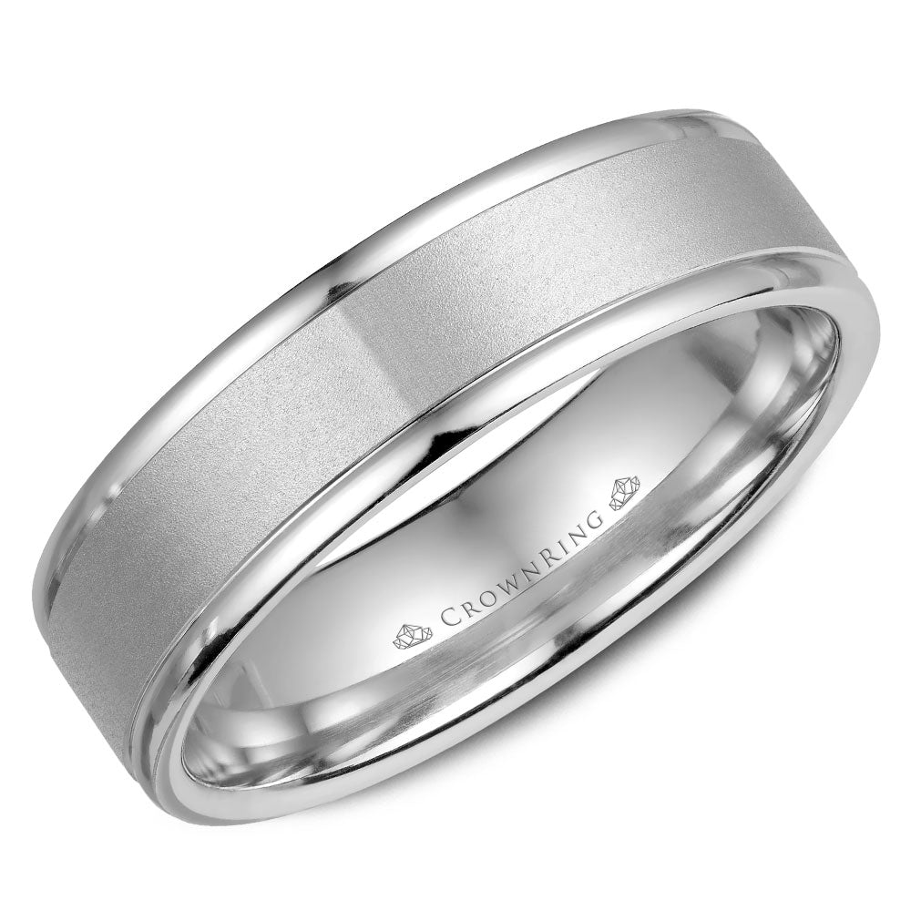 Crownring Wedding Band White Gold Classic 6.00mm