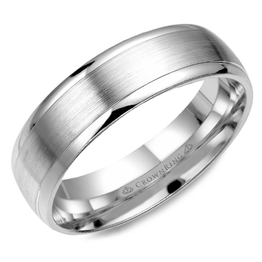 Crownring Wedding Band White Gold Classic 6.00mm