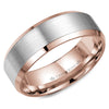 Crownring Wedding Band White and Rose Gold Classic 8.00mm