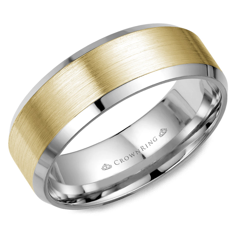 Crownring Wedding Band Yellow and White Gold Classic 8.00mm