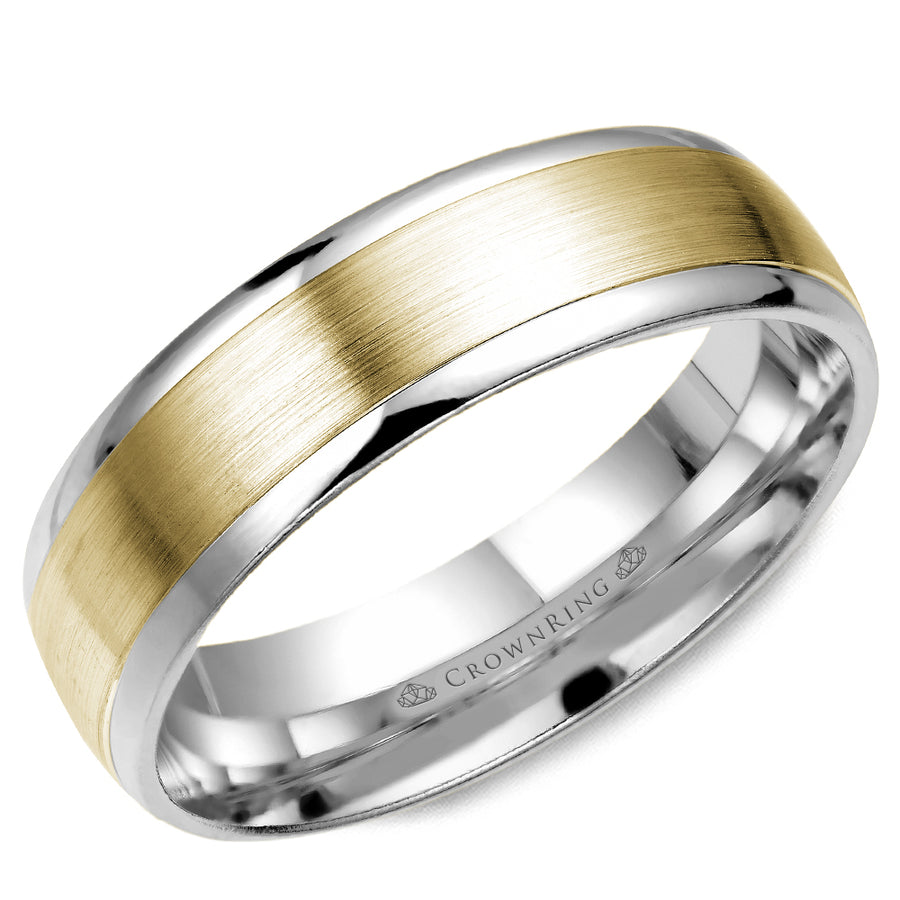 Crownring Wedding Band Yellow and White Gold Classic 6.00mm