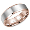 Crownring Wedding Band White and Rose Gold Classic 7.00mm