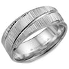 Crownring Wedding Band White Gold Carved 8.00mm