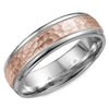 Crownring Wedding Band Rose and White Gold Carved 6.00mm