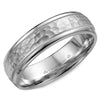 Crownring Wedding Band White Gold Carved 6.00mm