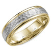 Crownring Wedding Band White and Yellow Gold Carved 6.00mm