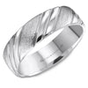 Crownring Wedding Band White Gold Carved 6.00mm