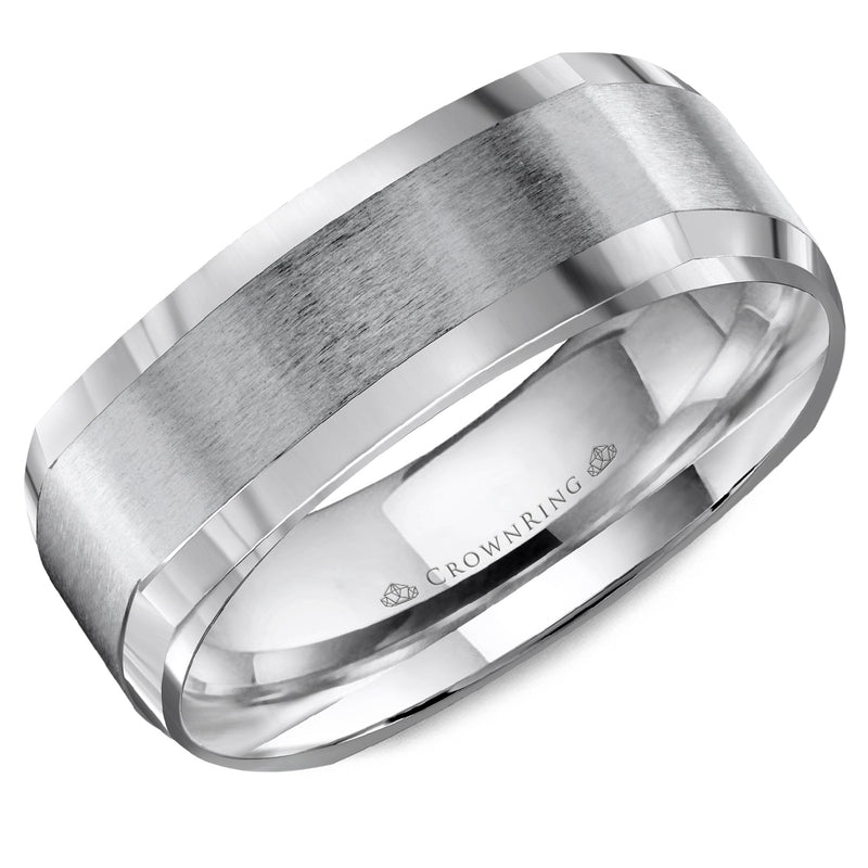 Crownring Wedding Band White Gold Classic 7.00mm