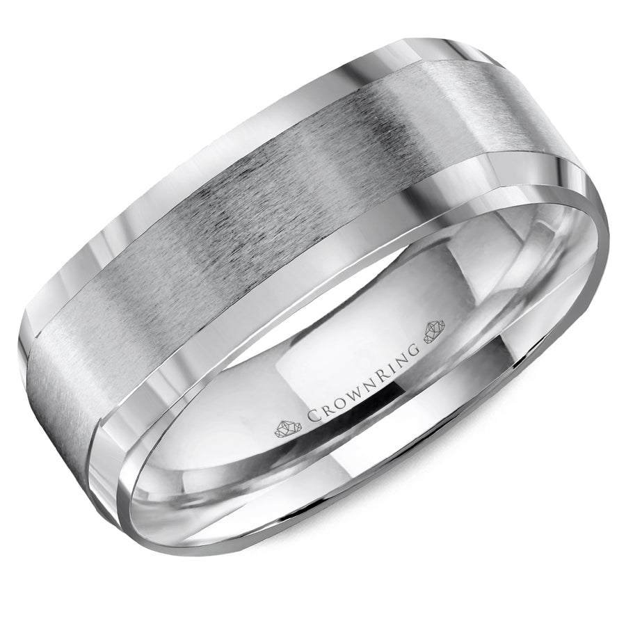 Crownring Wedding Band White Gold Classic 7.00mm