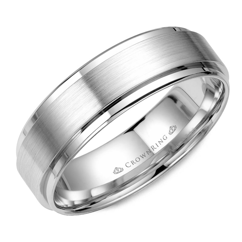 Crownring Wedding Band White Gold Classic 6.00mm