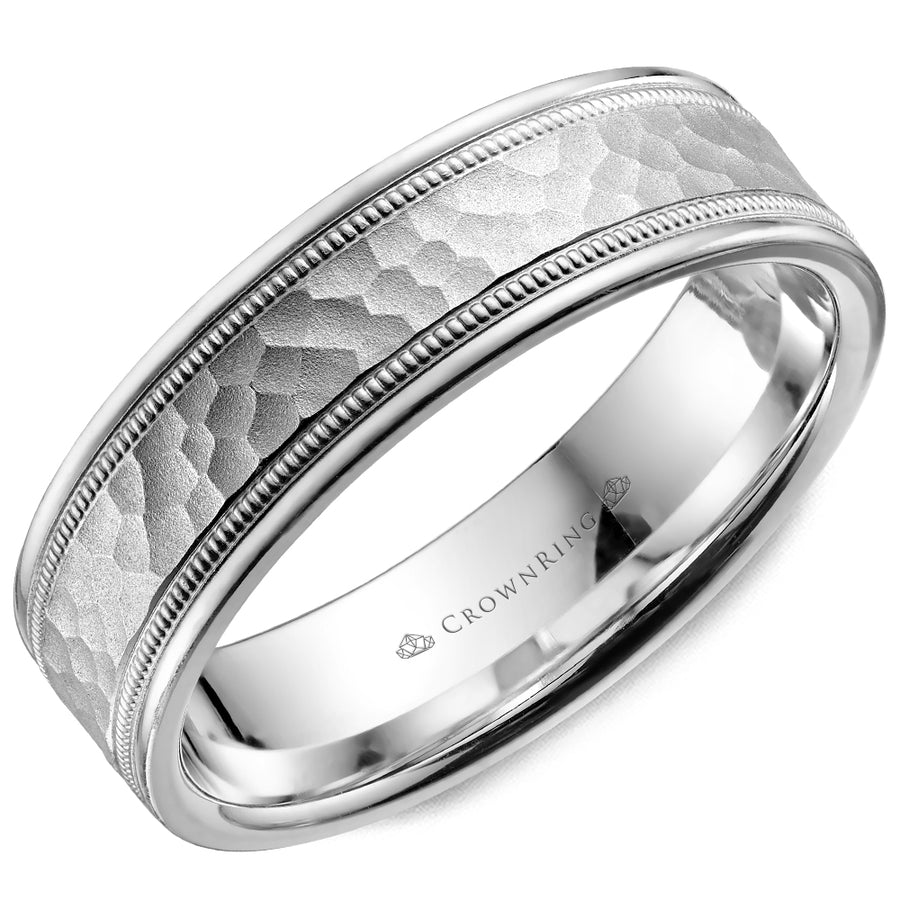 Crownring Wedding Band Platinum Carved 6.00mm