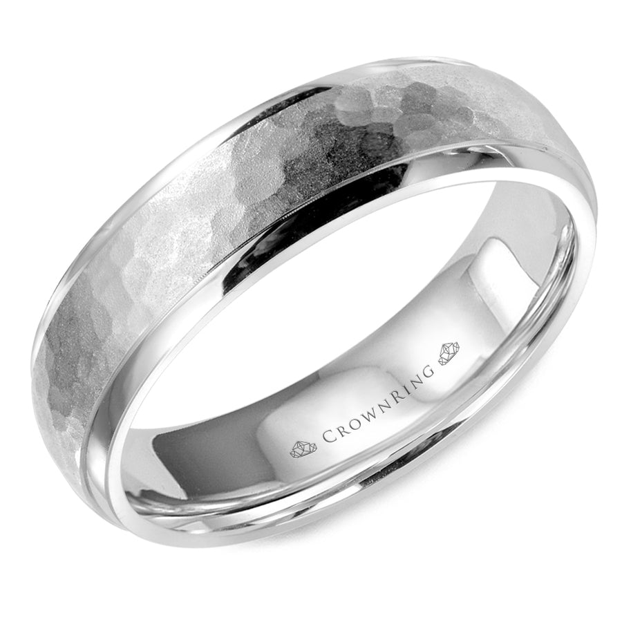 Crownring Wedding Band Platinum Carved 6.00mm