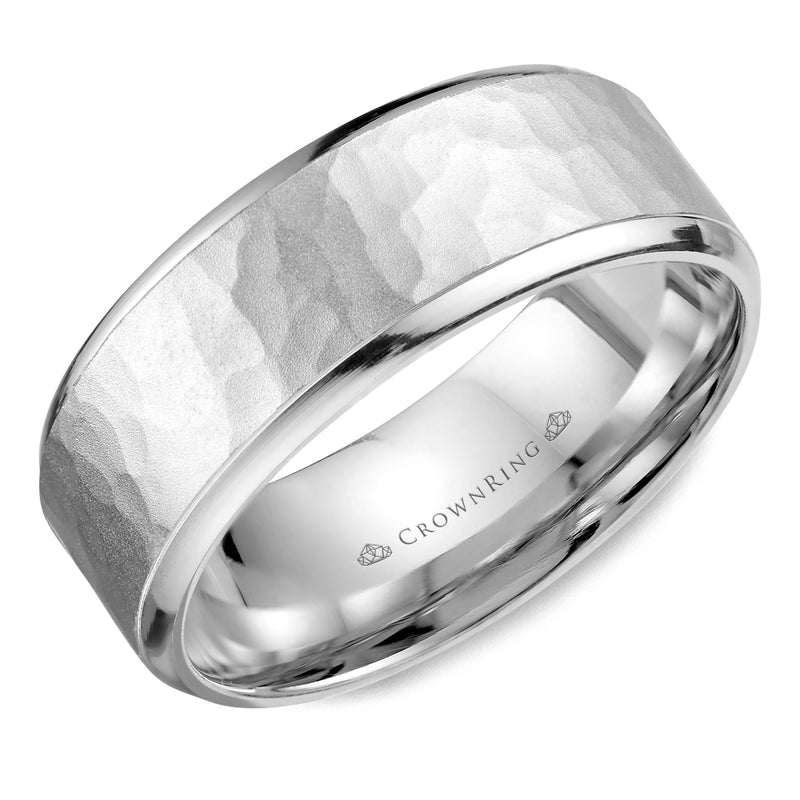 Crownring Wedding Band Platinum Carved 8.00mm