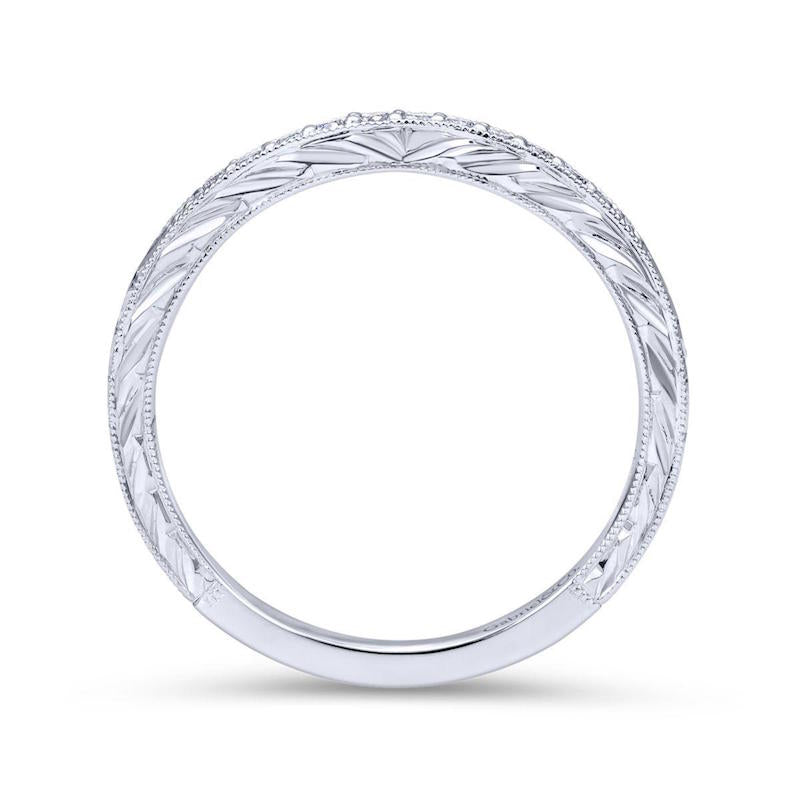 Gabriel & Co. 14k White Gold Victorian Diamond Wedding Band