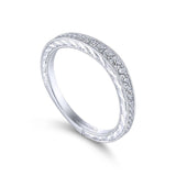 Gabriel & Co. 14k White Gold Victorian Curved Wedding Band