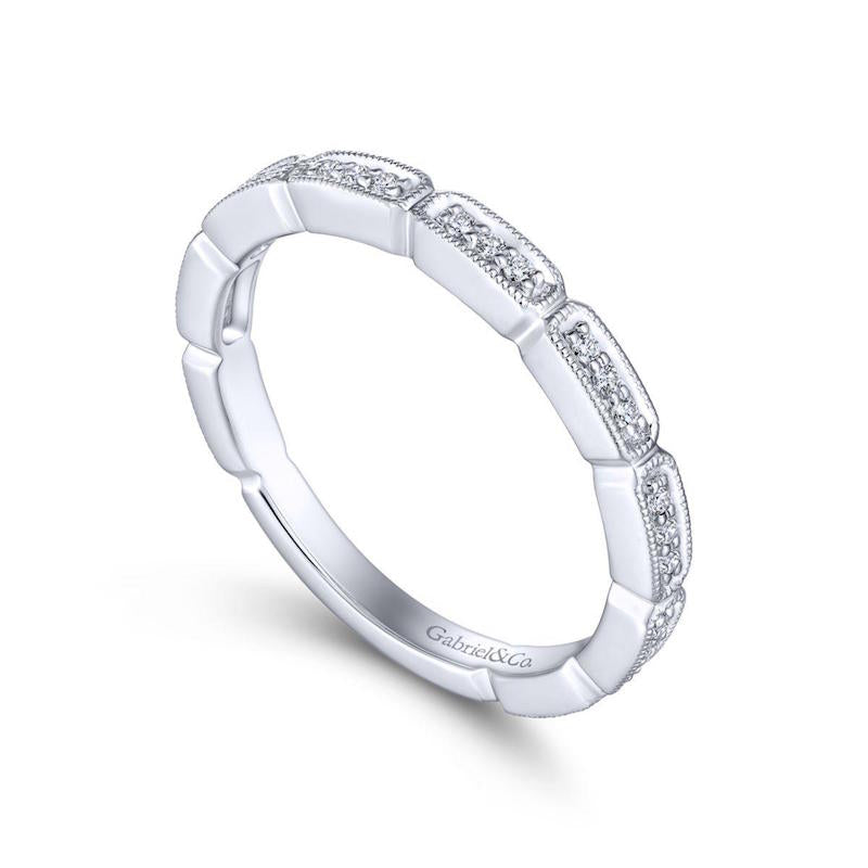 Gabriel & Co. 14k White Gold Victorian Diamond Wedding Band