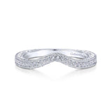 Gabriel & Co. 14k White Gold Victorian Curved Wedding Band