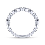 Gabriel & Co. 14k White Gold Victorian Diamond Wedding Band