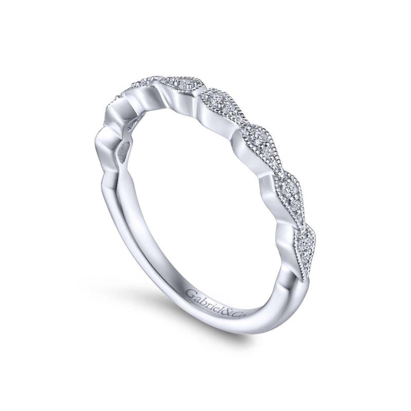 Gabriel & Co. 14k White Gold Victorian Diamond Wedding Band