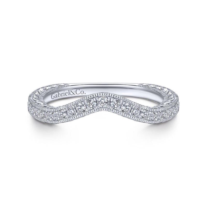 Gabriel & Co. 14k White Gold Contemporary Curved Wedding Band