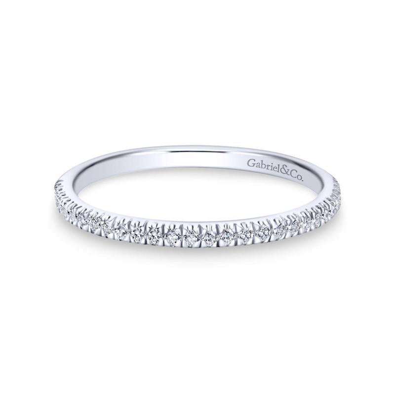 Gabriel & Co. 14k White Gold Contemporary Curved Wedding Band