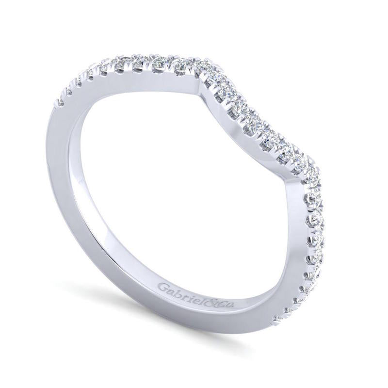 Gabriel & Co. 14k White Gold Contemporary Curved Wedding Band