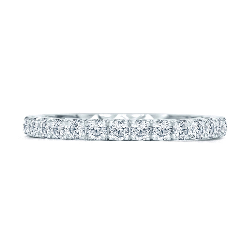 A. Jaffe Half Way French Pave Anniversary Band with A.JAFFE Signature Quilts Interior