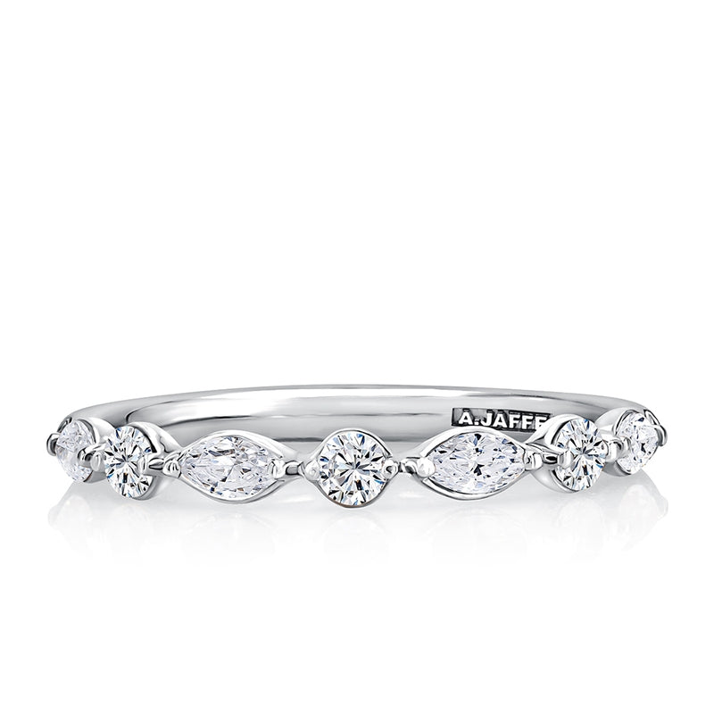 A. Jaffe Alternating Round and Marquise Diamond Stackable Ring