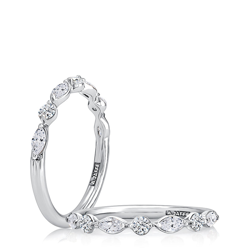 A. Jaffe Alternating Round and Marquise Diamond Stackable Ring