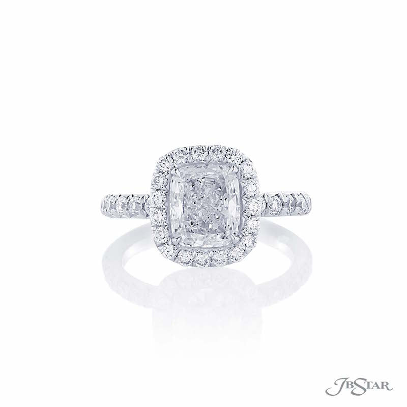 JB Star Platinum Halo Engagement Ring