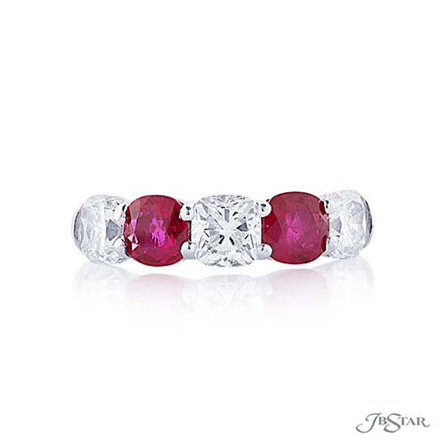 JB Star Platinum Ruby and Diamond Wedding Band