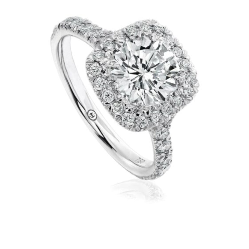 Christopher Designs Halo Engagement Ring Setting with Round Diamond Band