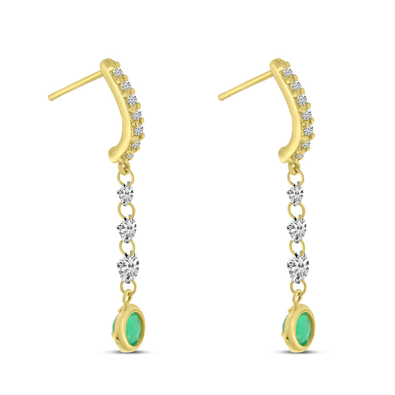 Brevani 14K Yellow Gold Dashing Diamond Precious Bezel Dangle Earrings