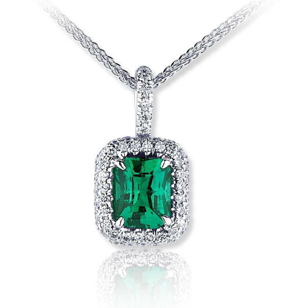JB Star Emerald and Diamond Pendant