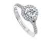 Christopher Designs Simple Engagement Ring Setting with a Halo and Pave Set Split Shank