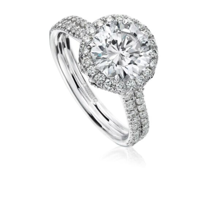 Christopher Designs Halo Engagement Ring Setting with Double Diamond Band