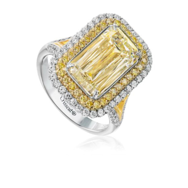 Christopher Designs Emerald Yellow Diamond Fashion Ring