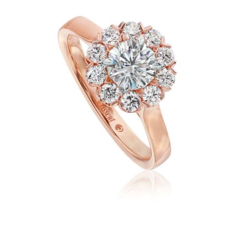 Christopher Designs Rose Gold Round Diamond Halo Engagement Ring