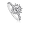 Christopher Designs Floral Halo Engagement Ring Setting with Round Diamond Band