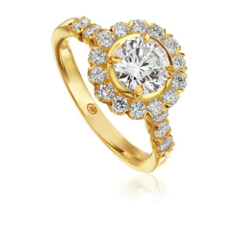 Christopher Designs Yellow Gold Engagement Ring with Halo Design