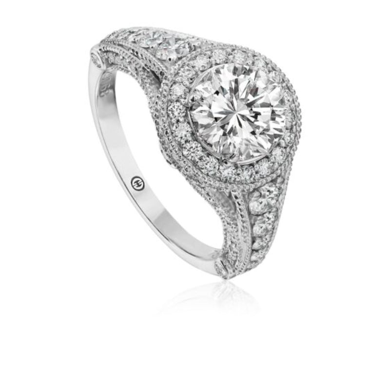 Christopher Designs Vintage Inspired Round Diamond Engagement Ring with Milligrain Edge Design