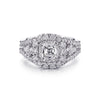 Christopher Designs Unique Engagement Ring with Halo, Fancy Cut and Round Cut Diamonds in 18K White Gold