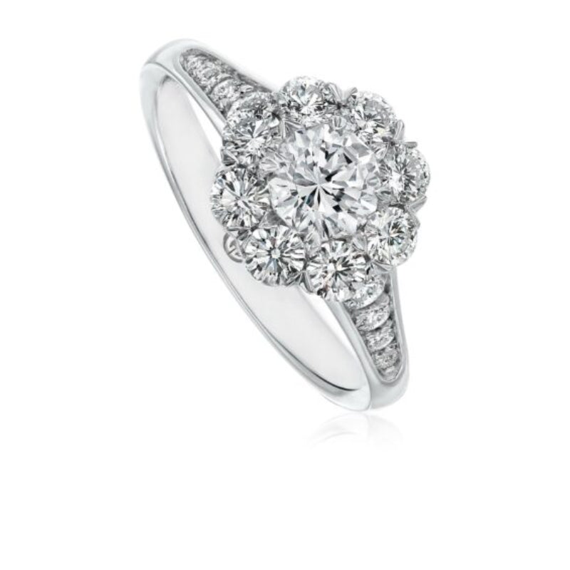 Christopher Designs Floral Halo Round Diamond Engagement Ring Setting