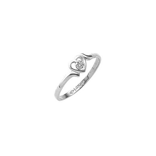 14K White Gold Diamond Heart Child's Ring